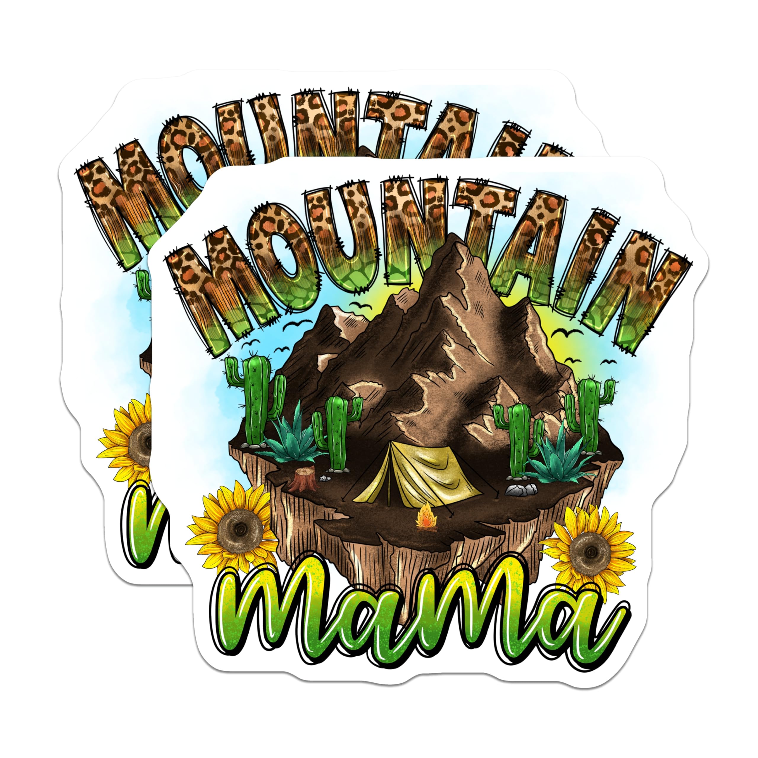 (2 Pack) Mountain Mama Magnets - Outdoor Adventure Decor - Boho Camping Accessories - 5 Inches On Longest Side - Thick Durable Magnet - Made in USA - MAG26226