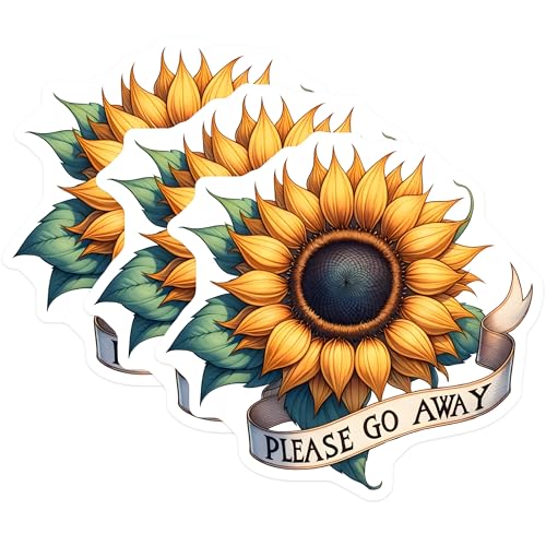 (3 Pack) Sunflower Decals - Funny Quote Sticker - Laptop Decals - 3 Inches On Longest Side - Easy Peel & Apply - Made in USA - 3MCS6755