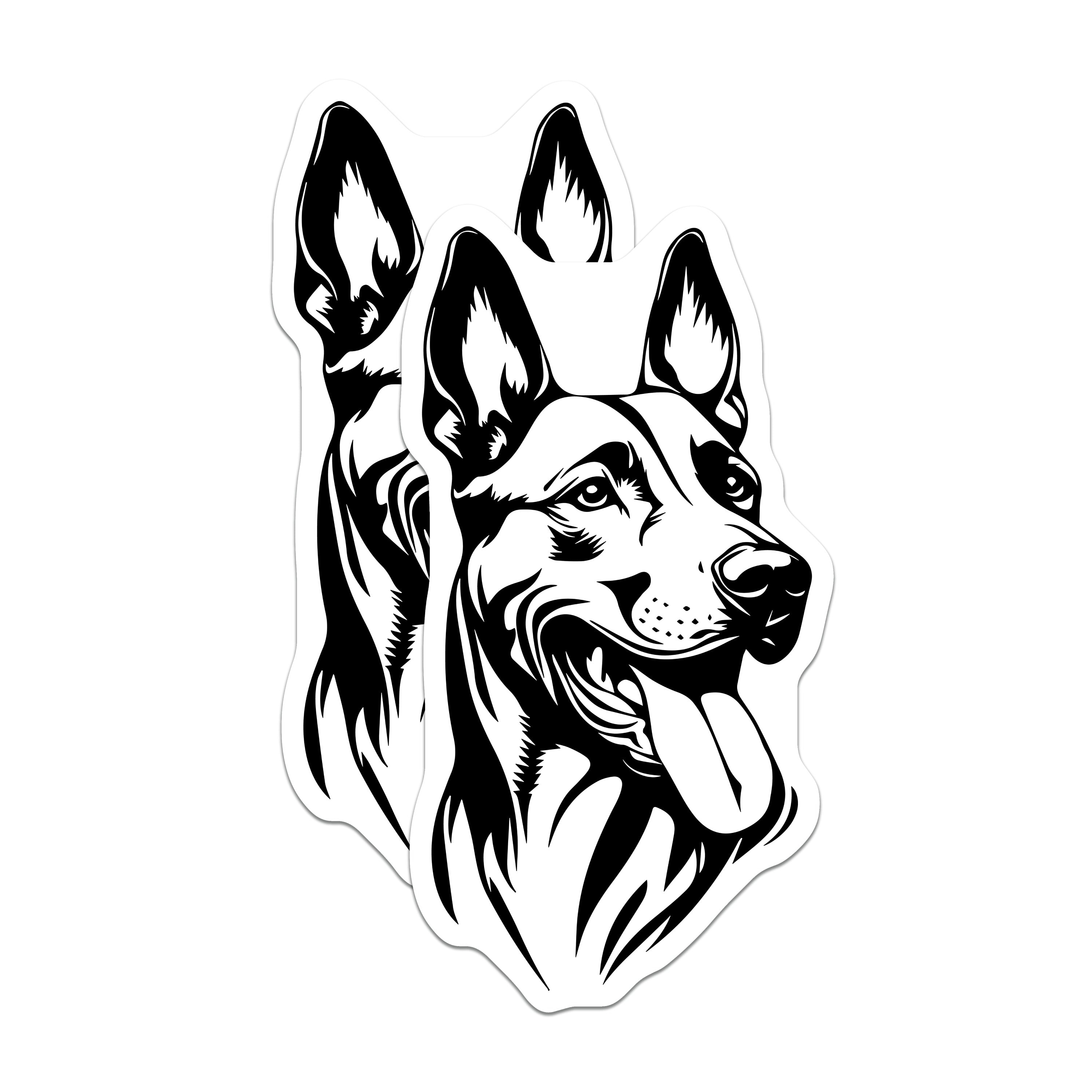 (2 Pack) German Shepherd Dog Magnets - GSD Pet Lover Decor - Black White Canine Art - Dog Parent Fridge Accent - Animal Enthusiast Locker - 5" - Thick Durable Magnet - Made in USA - MAG39325