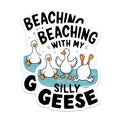 (2 Pack) Beaching with My Silly Geese Stickers - Summer Fun Stickers - Whimsical Duck Stickers - 5" On Longest Side - Sticks to Smooth Flat Surfaces - Made in USA - BMCS4606