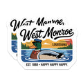 (2 Pack) West Monroe Louisiana Magnets - Duck Captain Decor - Fridge Accessories - 5" On Longest Side - Premium Magnet - for Cars, Refrigerators, Toolboxes, Lockers - Made in USA - MAG18102