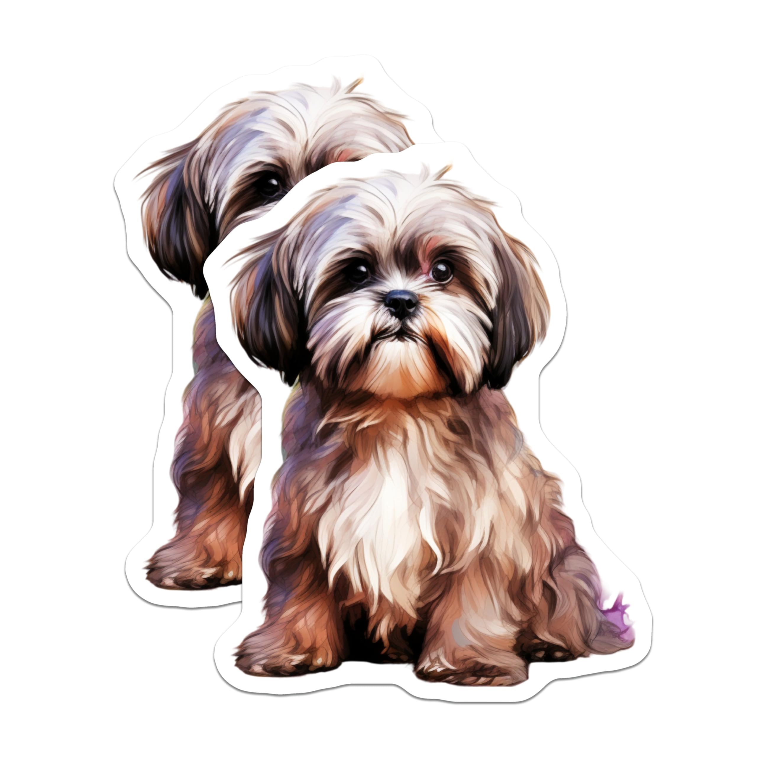 (2 Pack) Shih Tzu Dog Magnets - Cute Pet Portrait Art - Animal Lover Decor - Dog Mom Fridge Accent - Unique Puppy Breed - 5 Inches On Longest Side - Thick Durable Magnet - Made in USA - MAG29699