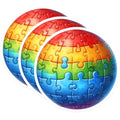 (3 Pack) Rainbow Puzzle Decals - Sphere Jigsaw - Colorful Laptop Decals- 3 Inches On Longest Side - Easy Peel & Apply - Made in USA - 3MCS5239