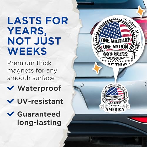 (2 Pack) All Gave Some Some Gave All Magnets Magnets - One Military One Nation - God Bless America - 5" On Longest Side - Made in USA - Sticks to Refrigerators & Metal Surfaces - MAG8817