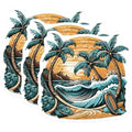 (3 Pack) Tropical Beach Decals - Palm Tree Stickers - Surfboard Ocean Scene - 3 Inches On Longest Side - Easy Peel & Apply - Made in USA - 3MCS8024