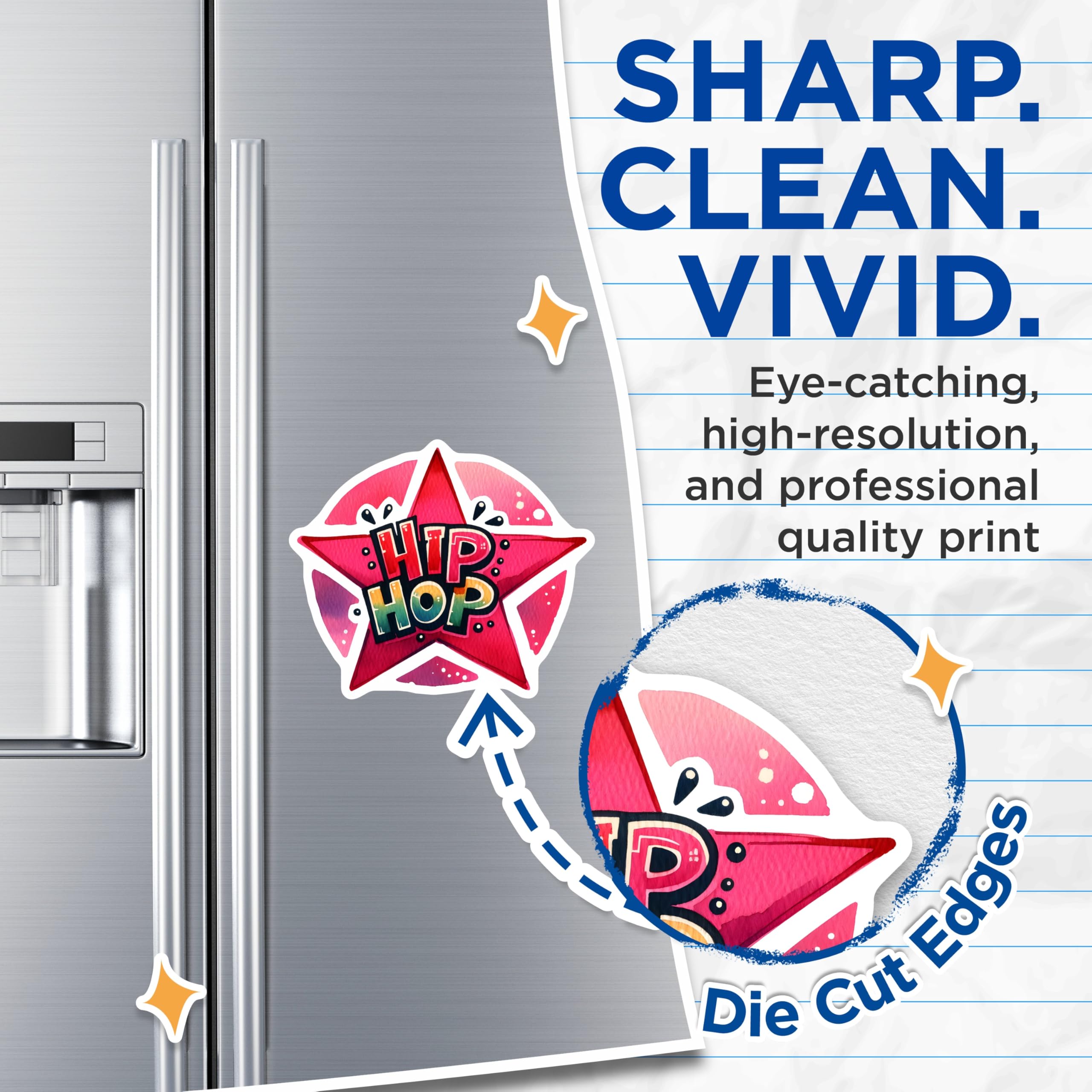 (2 Pack) Hip Hop Magnets - Star Design Magnet - Music Lover Refrigerator Magnets - 5" On Longest Side - Premium Magnet - for Cars, Refrigerators, Toolboxes, Lockers - Made in USA - MAG14352