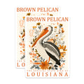 (2 Pack) Brown Pelican Magnets - Louisiana State Bird Art - Floral Bird Illustration - 5" On Longest Side - Premium Magnet - for Cars, Refrigerators, Toolboxes, Lockers - Made in USA - MAG17897