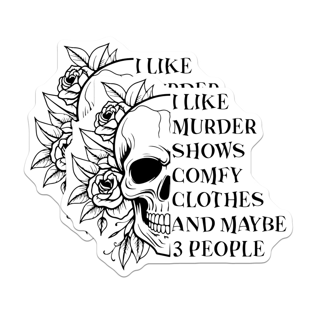 (2 Pack) Murder Shows Comfy Clothes Magnets - Skull Rose Design Magnets - Funny Quote Magnets - 5" On Longest Side - for Cars, Refrigerators, Toolboxes, Lockers - Made in USA BMCS3430