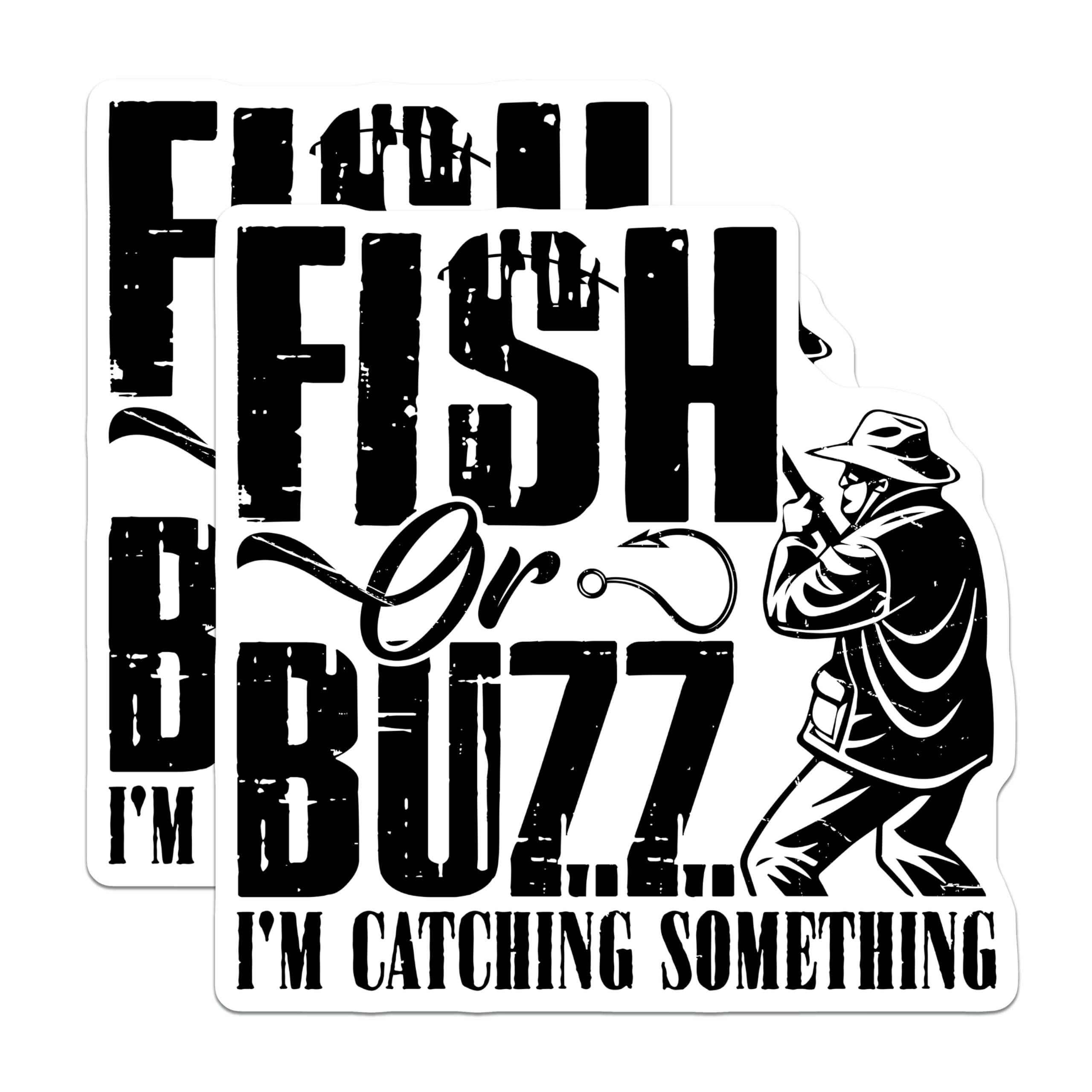 (2 Pack) Fish Or Buzz Magnets - Fishing Humor - Fisherman Refrigerator Magnets - 5" On Longest Side - Premium Magnet - for Cars, Refrigerators, Toolboxes, Lockers - Made in USA - MAG17014