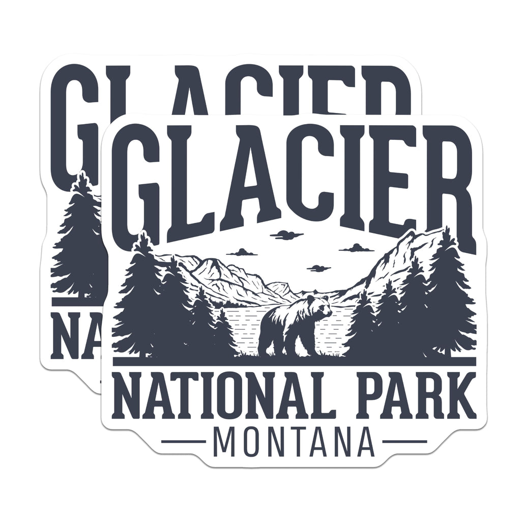 (2 Pack) Glacier National Park Magnets - Montana Bear Lake Scene - Wilderness Travel Decor - 5 Inches On Longest Side - Thick Durable Magnet - Made in USA - MAG19345