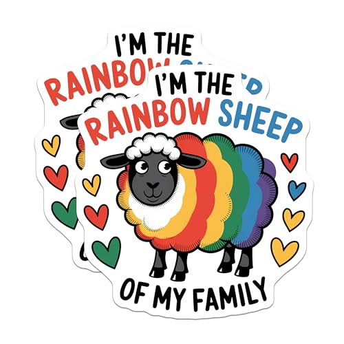(2 Pack) Rainbow Sheep Stickers - Funny Sheep Decal - Pride Sheep Sticker - 5" On Longest Side - Sticks to Smooth Flat Surfaces - Made in USA - BMCS9165 - Cute Sheep Sticker