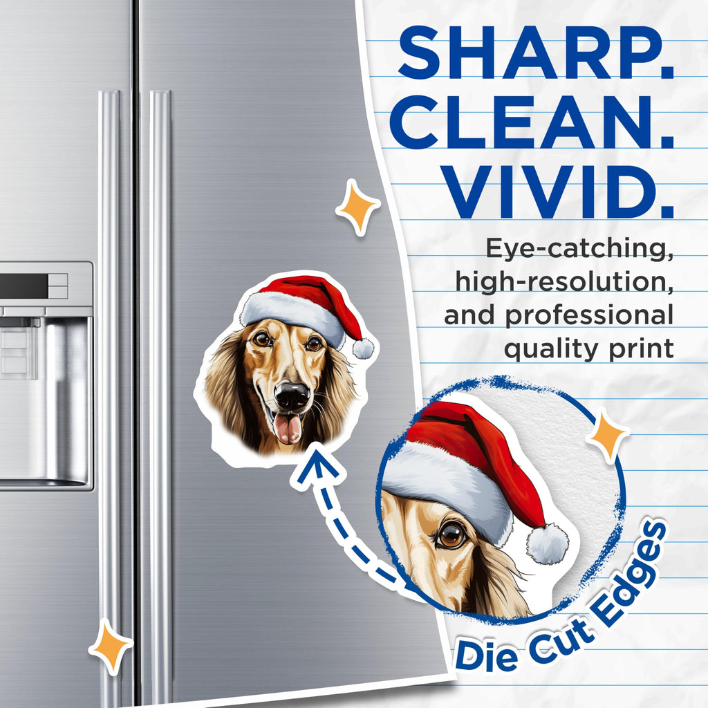 (2 Pack) Christmas Dog Magnets - Santa Hat Pet Decor - Dog Lover Holiday Magnet - 5 Inches On Longest Side - Thick Durable Magnet - Made in USA - MAG26330