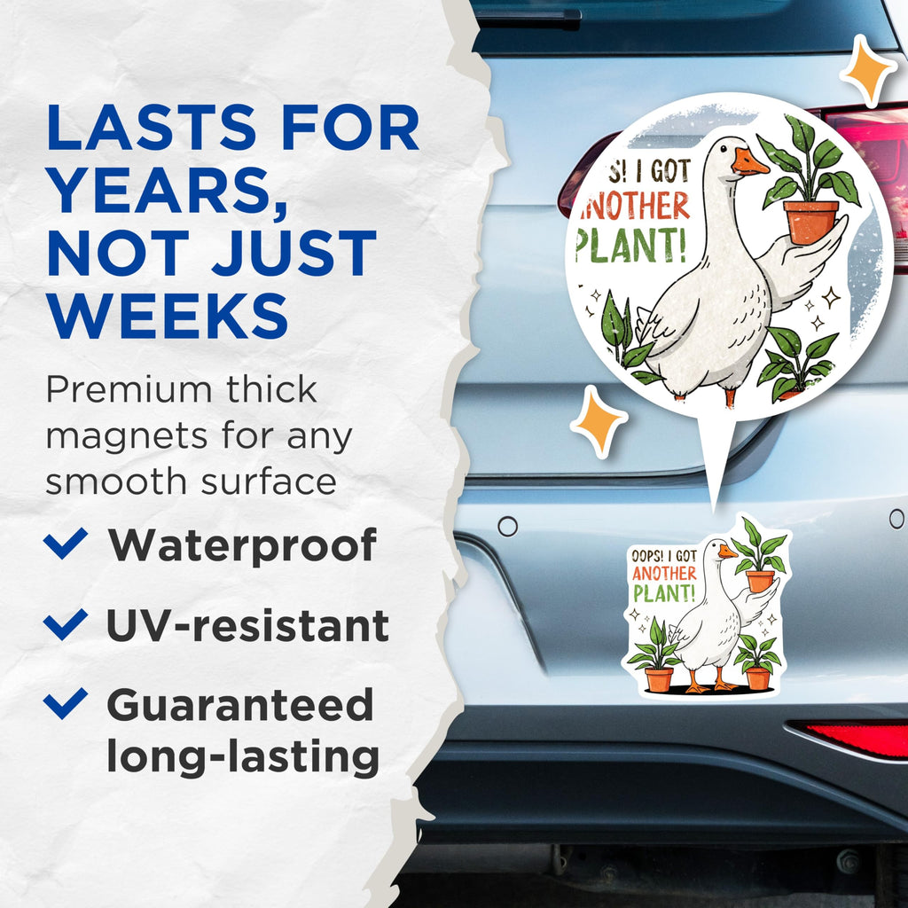 (2 Pack) Goose Plant Magnets - Funny Houseplant Decor - Quirky Refrigerator Decoration - 5" On Longest Side - Premium Magnet - for Cars, Refrigerators, Toolboxes, Lockers - Made in USA - MAG14557