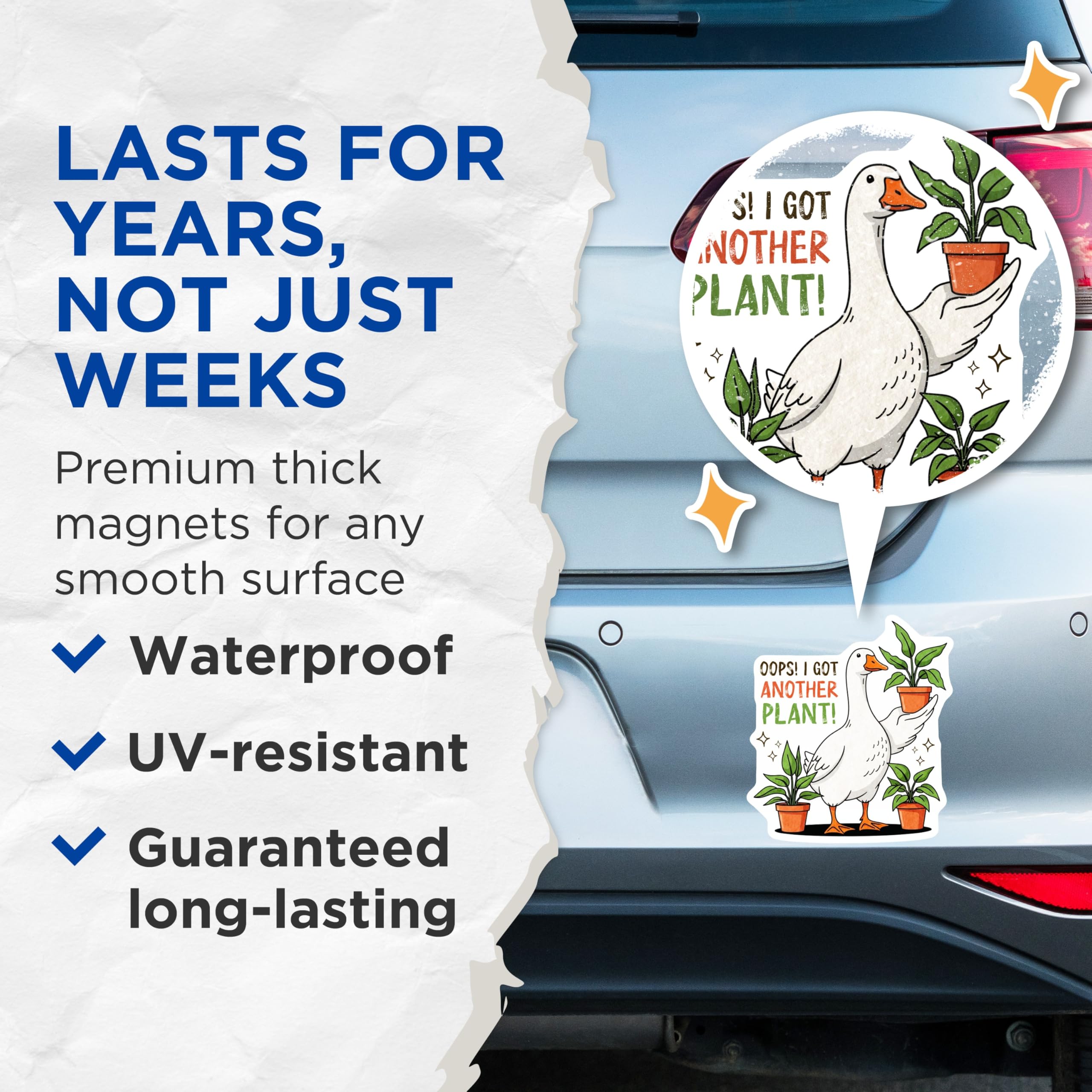 (2 Pack) Goose Plant Magnets - Funny Houseplant Decor - Quirky Refrigerator Decoration - 5" On Longest Side - Premium Magnet - for Cars, Refrigerators, Toolboxes, Lockers - Made in USA - MAG14557