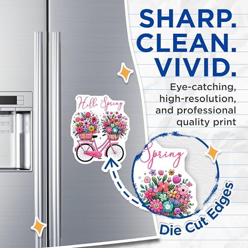 (2 Pack) Hello Spring Magnets - Floral Bicycle Design - 5" On Longest Side - for Cars, Fridges, Toolboxes - Made in USA - MAG8003