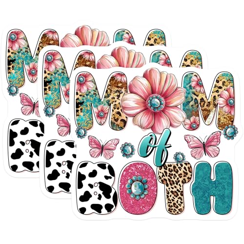 (3 Pack) Mom of Both Decals - Mother's Day Decal - Laptop Decals - 3 Inches On Longest Side - Easy Peel & Apply - Made in USA - 3MCS6480