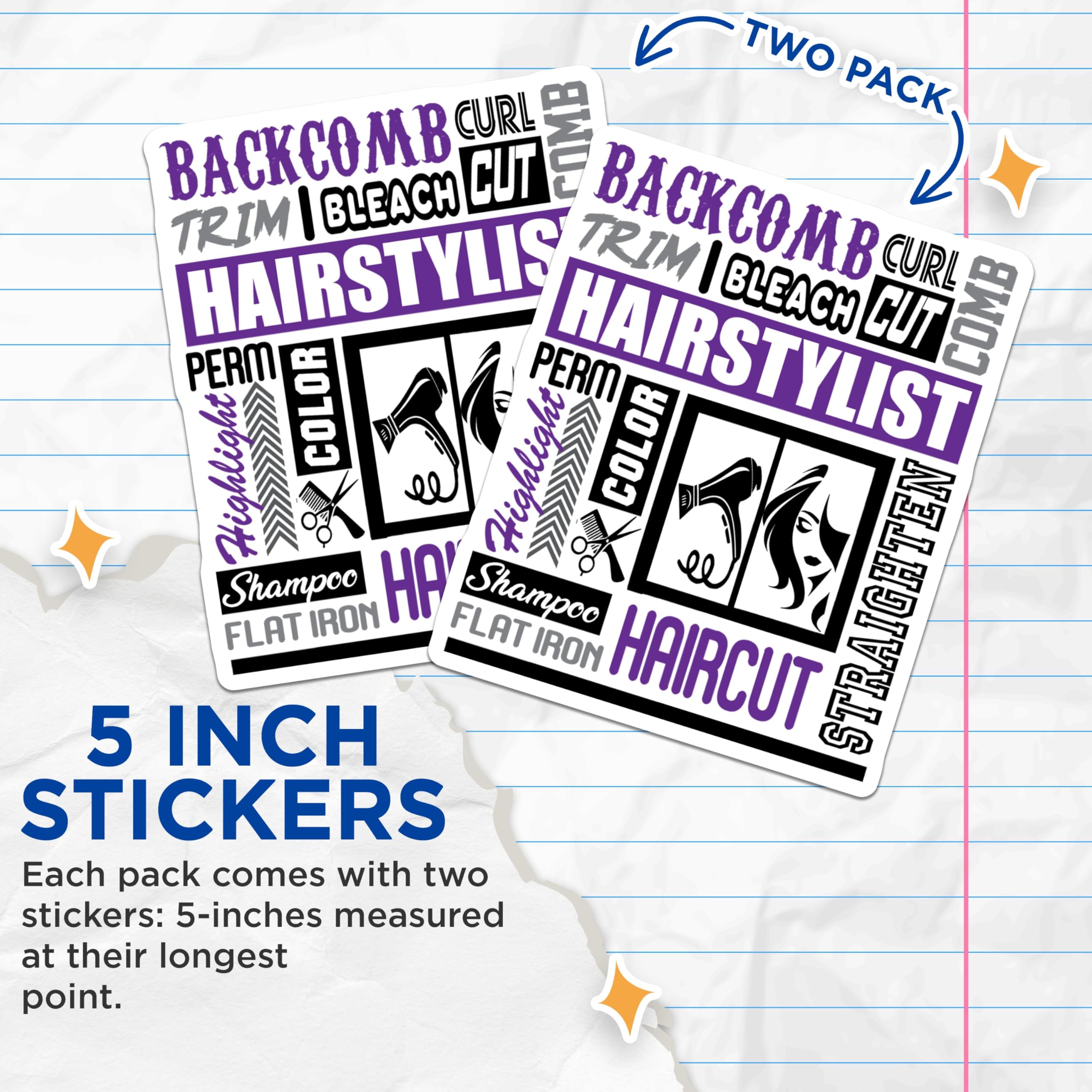 (2 Pack) Hairstylist Stickers - Barber Stickers - Hair Salon Stickers - 5" On Longest Side - Sticks to Smooth Flat Surfaces - Made in USA - BMCS5529