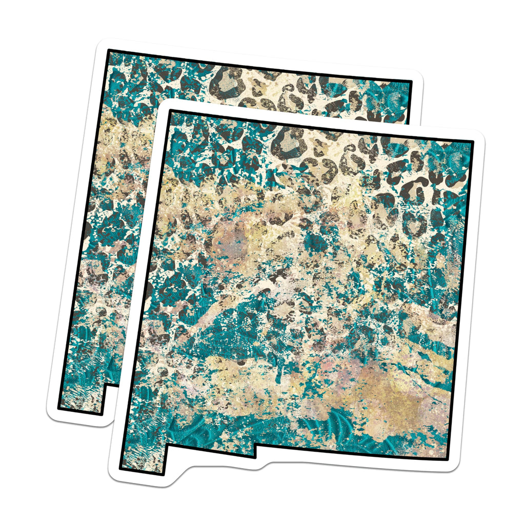 (2 Pack) New Mexico Map Magnets - Turquoise - Tan - Home Decor - 5" On Longest Side - Premium Magnet - for Cars, Refrigerators, Toolboxes, Lockers - Made in USA - MAG17381