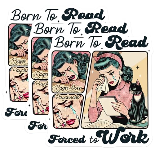 (3 Pack) Born to Read Decals - Pages Over Paychecks - Book Lover Laptop Decal - 3 Inches On Longest Side - Easy Peel & Apply - Made in USA - 3MCS4699