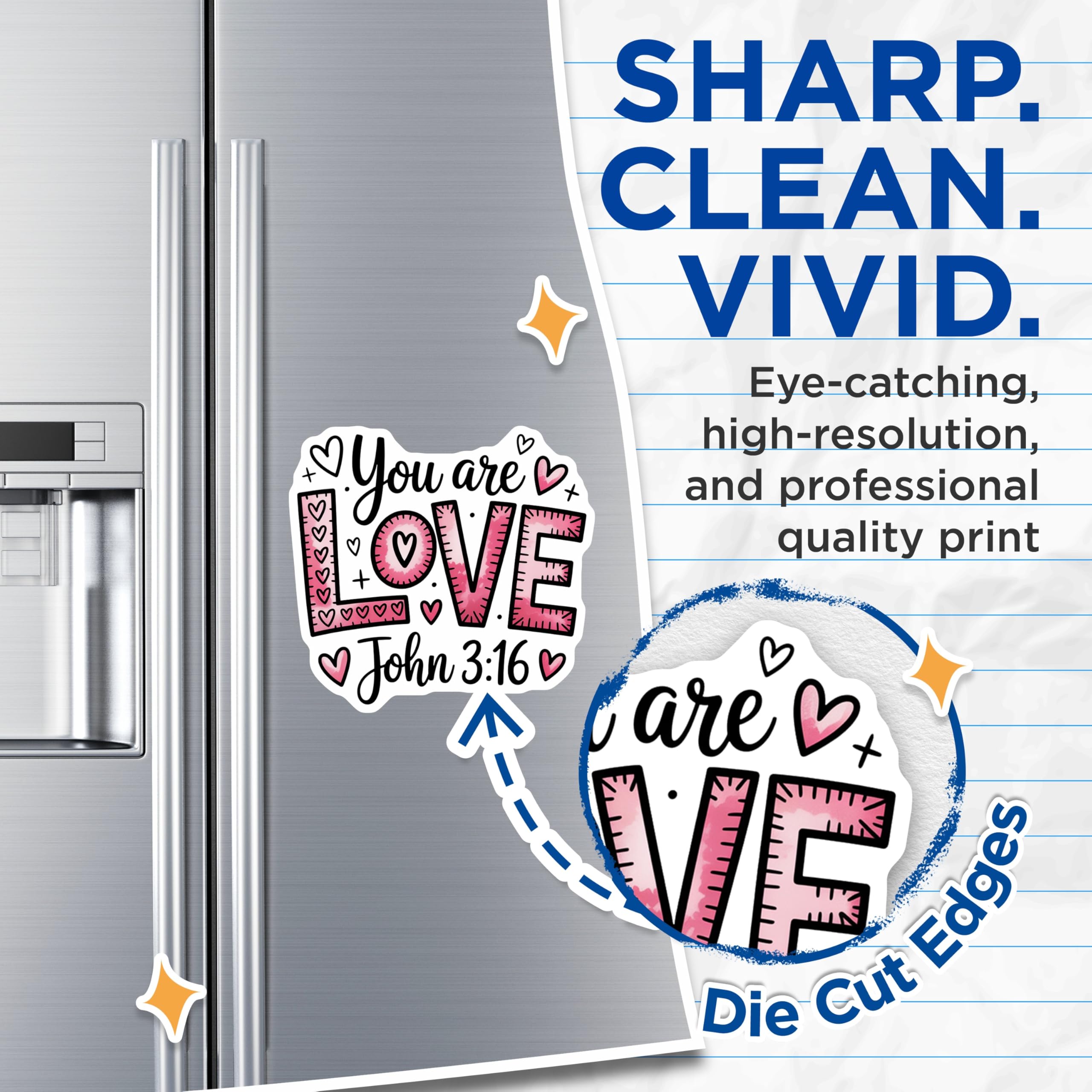(2 Pack) Christian Love Magnets - John 3 16 Scripture - Inspirational Faith Saying - 5" On Longest Side - Premium Magnet - for Cars, Refrigerators, Toolboxes, Lockers - Made in USA - MAG16741