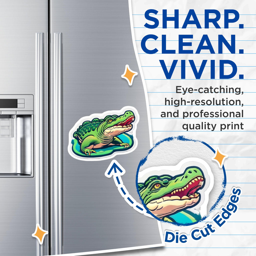 (2 Pack) Cartoon Alligator Magnets - Green Gator Reptile - Fridge Locker Memo Board Art - 5 Inches On Longest Side - Thick Durable Magnet - Made in USA - MAG23157