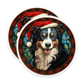 (2 Pack) Australian Shepherd Christmas Dog Magnets - Stained Glass Art Pet Lover - Festive Holiday Kitchen Decor - 5 Inches On Longest Side - Thick Durable Magnet - Made in USA - MAG28281