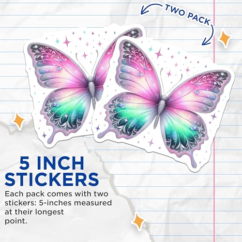 (2 Pack) Butterfly Stickers - 5" On Longest Side - Sticks to Smooth Flat Surfaces - Made in USA - BMCS8601 - BMCS8601