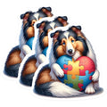 (3 Pack) Autism Awareness Decals - Sheltie Dog Puzzle Heart - Laptop Decals - 3 Inches On Longest Side - Easy Peel & Apply - Made in USA - 3MCS8234