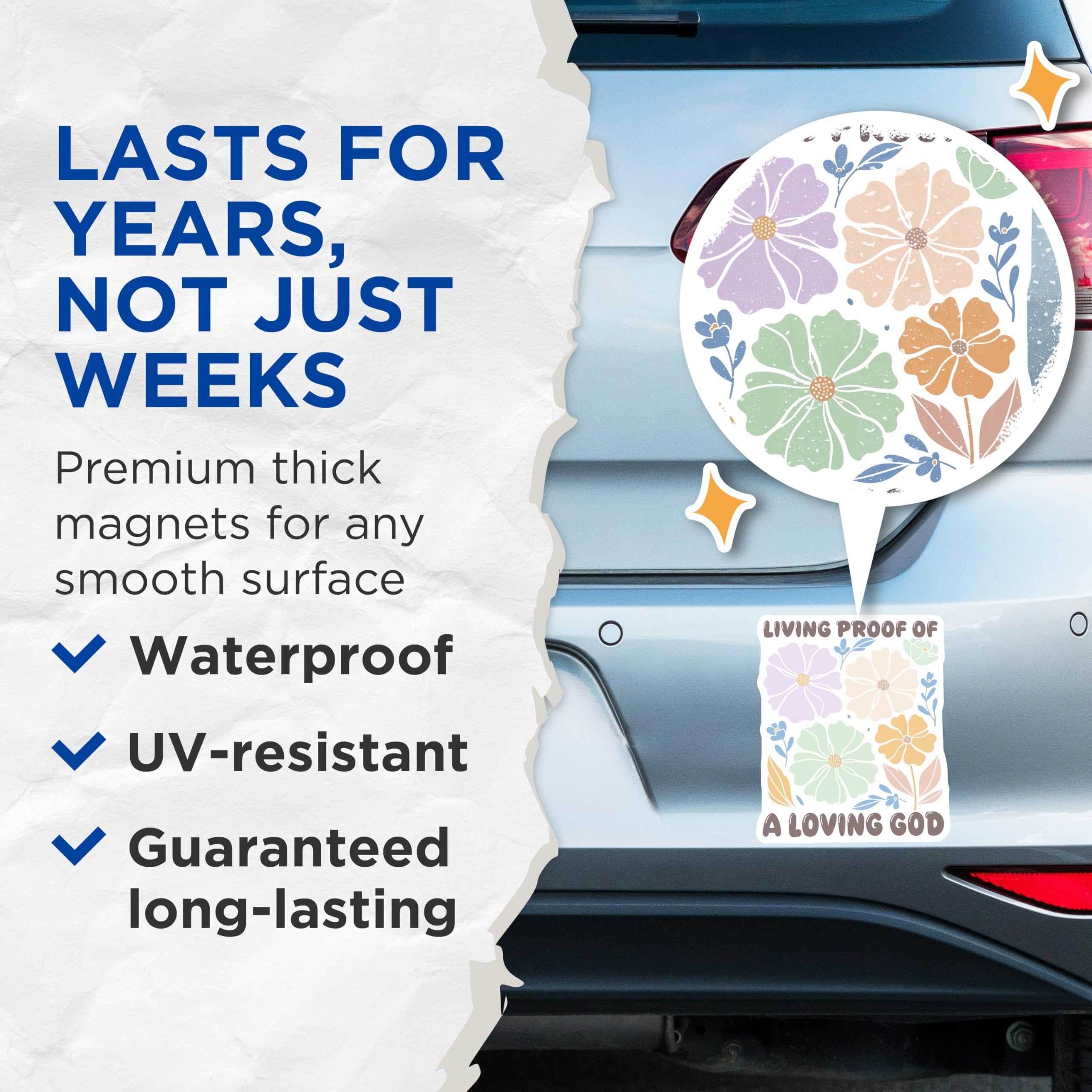 (2 Pack) Living Proof Magnets - Loving God Decor - Floral Faith Magnets - 5" On Longest Side - Premium Magnet - for Cars, Refrigerators, Toolboxes, Lockers - Made in USA - MAG16780