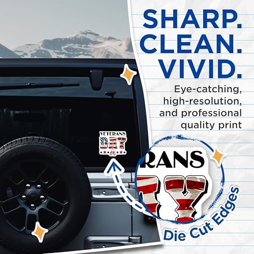 (2 Pack) Veterans Day Stickers - 5" On Longest Side - Sticks to Smooth Flat Surfaces - Made in USA - BMCS8373 - BMCS8373