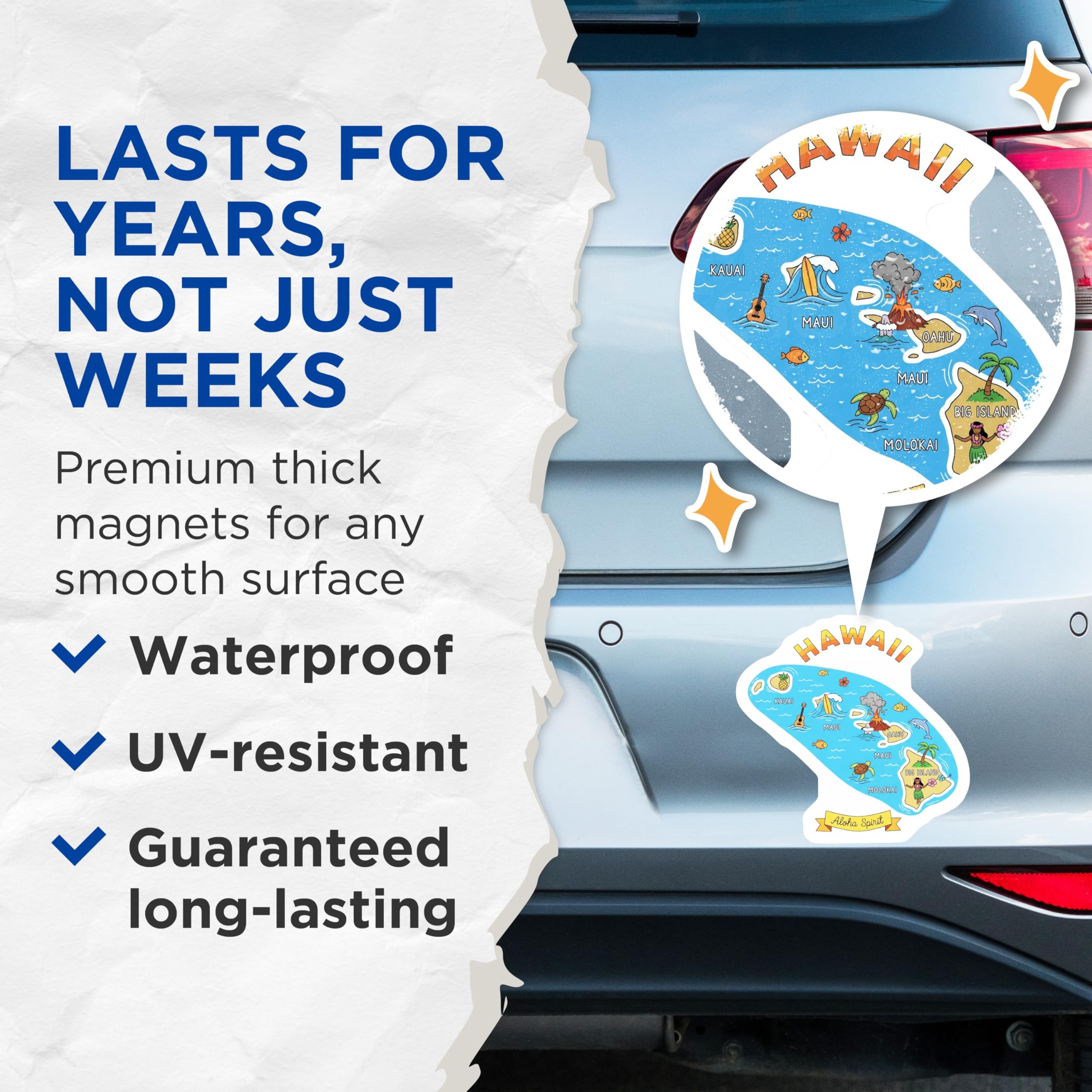 (2 Pack) Hawaii Map Magnets - Aloha Spirit Fridge Magnets - Islands Travel Souvenir - 5" On Longest Side - Premium Magnet - for Cars, Refrigerators, Toolboxes, Lockers - Made in USA - MAG18244