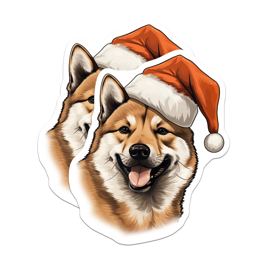 (2 Pack) Shiba Inu Christmas Magnets - Santa Dog Refrigerator Decor - Holiday Pet Lover Kitchen Magnets - 5 Inches On Longest Side - Thick Durable Magnet - Made in USA - MAG28404