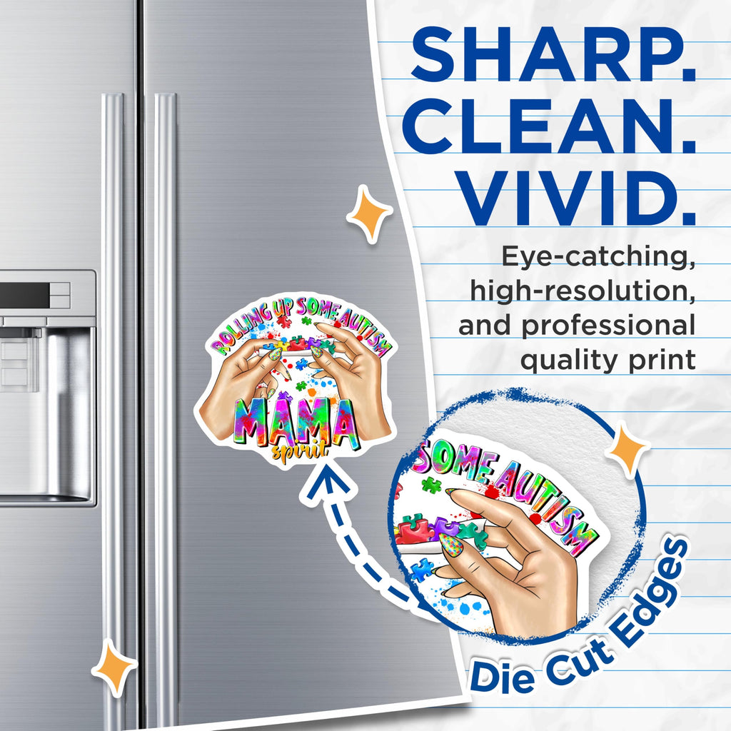 (2 Pack) Autism Mama Magnets - Neurodiversity Advocate - Special Needs Parent Support - Awareness Refrigerator Decal - 5 Inches On Longest Side - Thick Durable Magnet - Made in USA - MAG25662