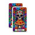 (2 Pack) Sugar Skull Pizza Magnets - Day of the Dead Art - Calavera Fridge Decor - Unique Kitchen Magnet - 5 Inches On Longest Side - Thick Durable Magnet - Made in USA - MAG27640
