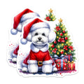 (2 Pack) Santa Dog Magnets - Christmas Bichon Frise Poodle Decor - Cute Holiday Refrigerator Animal Lover - 5 Inches On Longest Side - Thick Durable Magnet - Made in USA - MAG27932