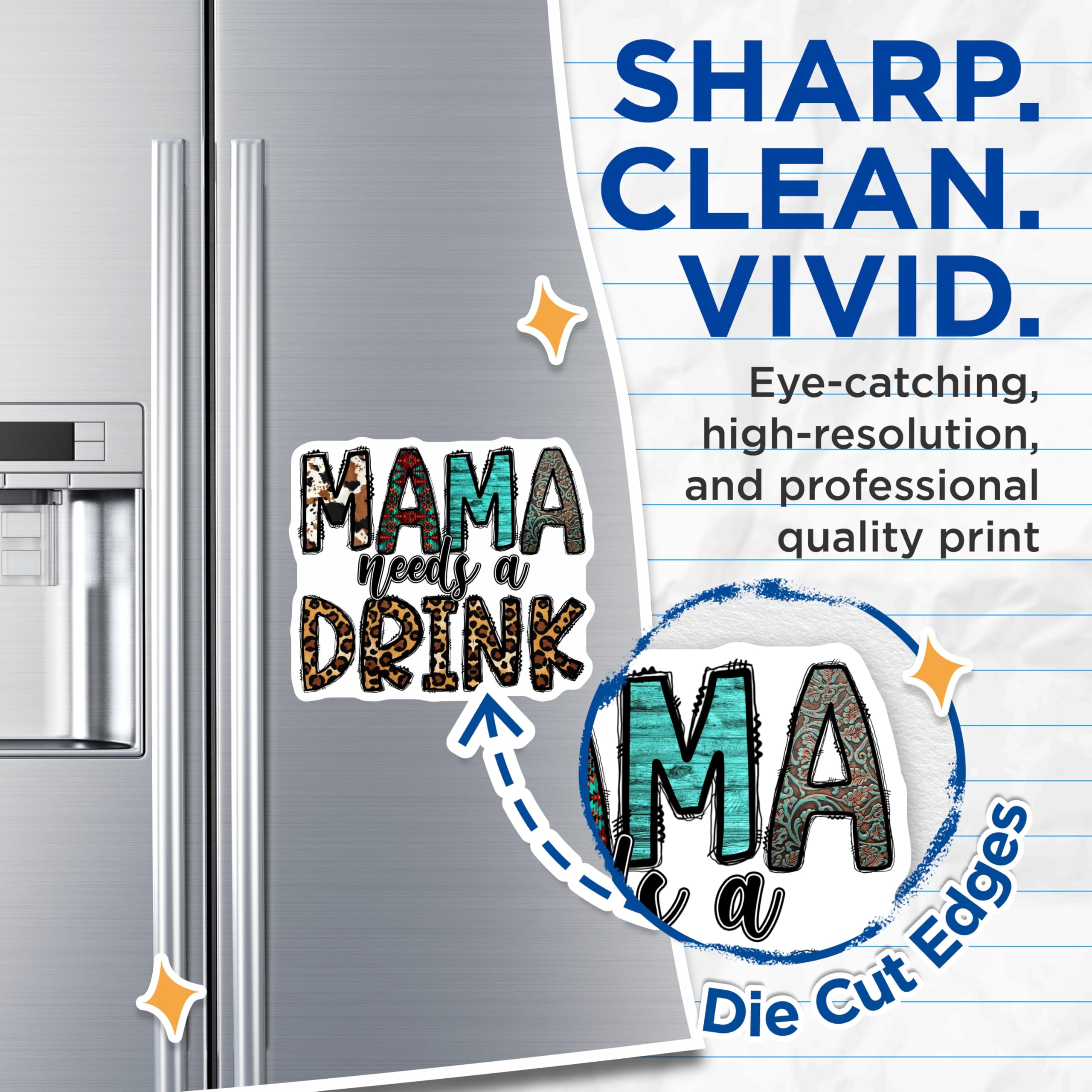 (2 Pack) Funny Mama Needs a Drink Magnets - Western Mom Life Accent - Boho Kitchen Fridge Decor - 5 Inches On Longest Side - Thick Durable Magnet - Made in USA - MAG26231