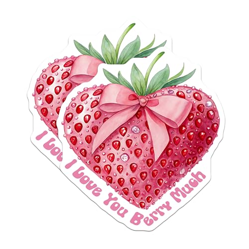 (2 Pack) I Love You Berry Much Magnets - Heart Shaped Berry Magnets - Romantic Message Magnets for Fridge - 5" On Longest Side - for Cars, Refrigerators, Toolboxes, Lockers - Made in USA BMCS3499