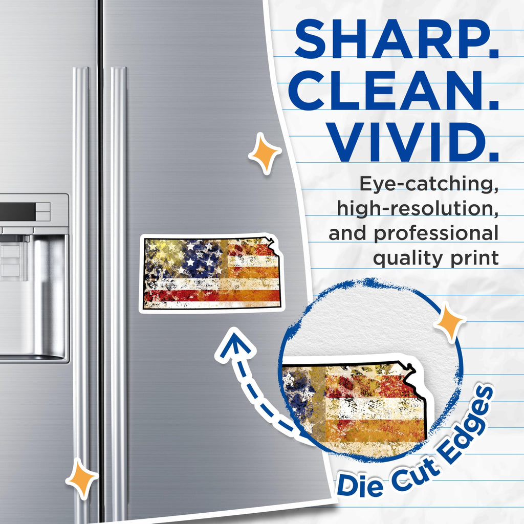 (2 Pack) Kansas USA Flag Magnets - Patriotic Decor - State Pride Fridge Decoration - 5" On Longest Side - Premium Magnet - for Cars, Refrigerators, Toolboxes, Lockers - Made in USA - MAG18011