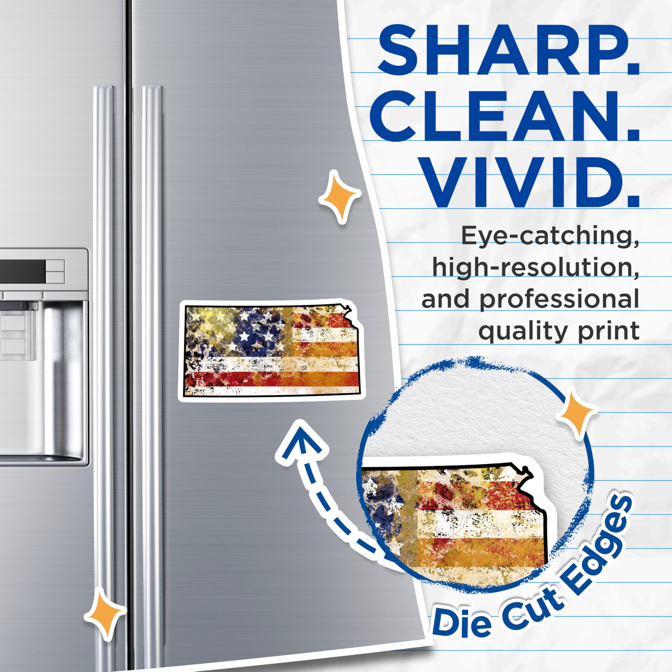(2 Pack) Kansas USA Flag Magnets - Patriotic Decor - State Pride Fridge Decoration - 5" On Longest Side - Premium Magnet - for Cars, Refrigerators, Toolboxes, Lockers - Made in USA - MAG18011