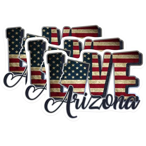 (3 Pack) Arizona Love Decals - American Flag - State Pride - 3 Inches On Longest Side - Easy Peel & Apply - Made in USA - 3MCS0294