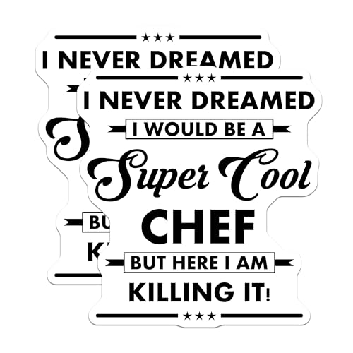 (2 Pack) Cool Chef Stickers - Never Dreamed - Funny Cooking Quotes - 5" On Longest Side - Sticks to Smooth Flat Surfaces - Made in USA - BMCS6005