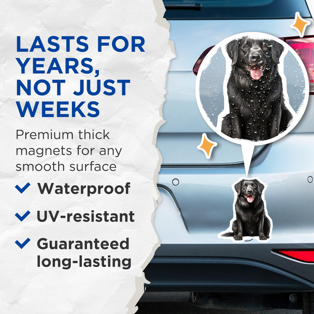 (2 Pack) Black Labrador Retriever Magnets - Happy Dog Lover Kitchen Decor - Canine Portrait Refrigerator Magnets - 5 Inches On Longest Side - Thick Durable Magnet - Made in USA - MAG28246