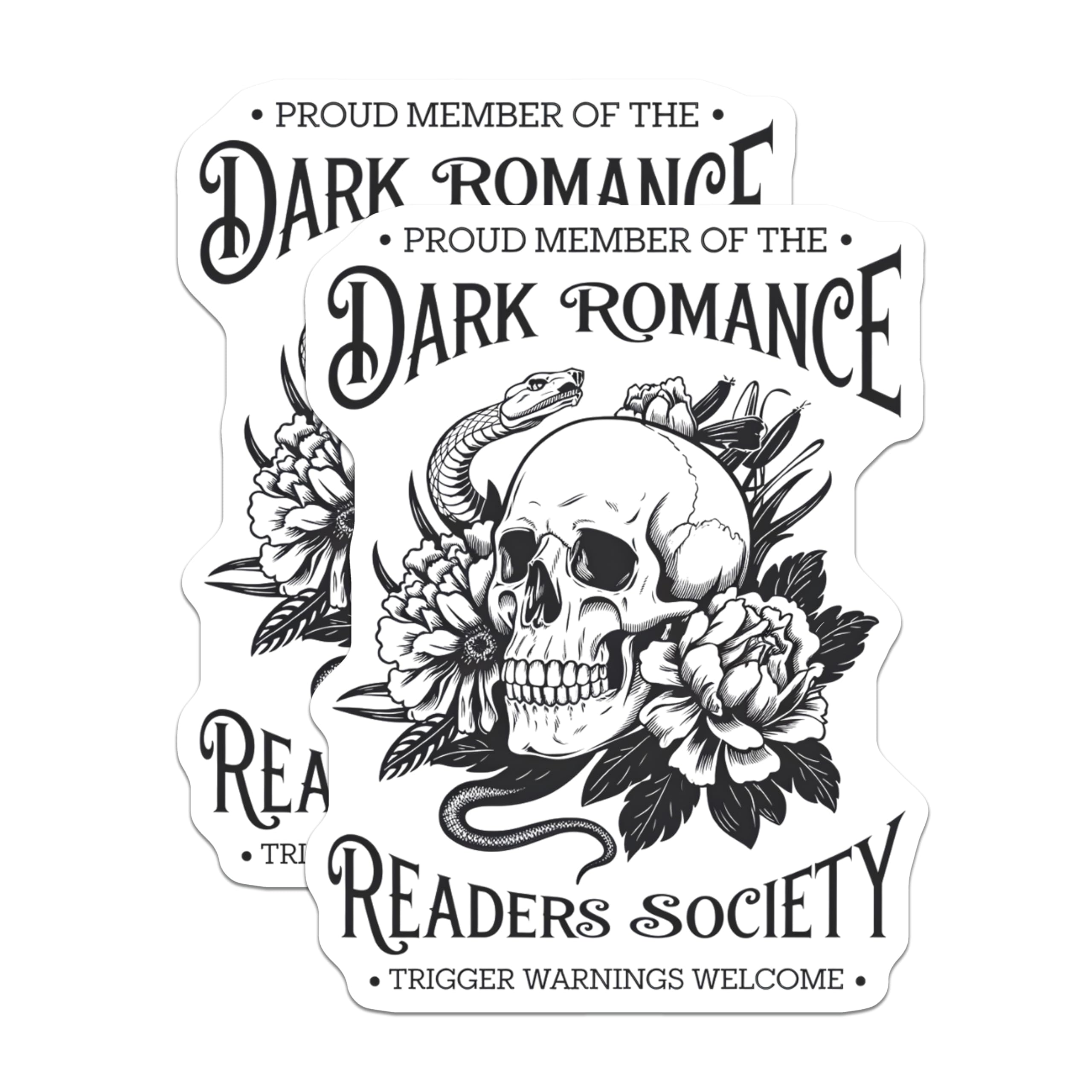 (2 Pack) Dark Romance Reader Magnets - Skull Snake Floral Aesthetic - Bookworm Society Fan Art - 5 Inches On Longest Side - Thick Durable Magnet - Made in USA - MAG22959