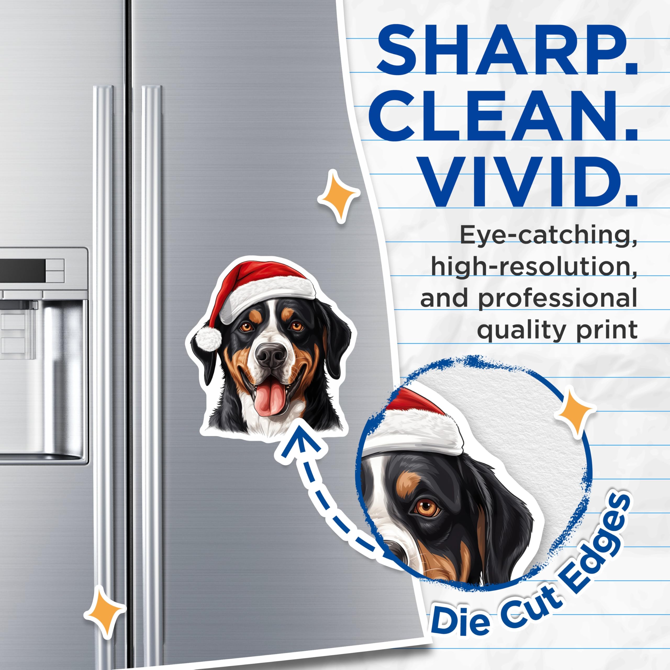 (2 Pack) Bernese Mountain Dog Magnets - Christmas Dog Decor - Holiday Pet Lover Dog Mom - 5 Inches On Longest Side - Thick Durable Magnet - Made in USA - MAG25270
