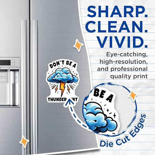 (2 Pack) Don't Be A Thundercunt Magnets - Funny Quote Magnets - Motivational Phrase - Lightning Storm Design Magnets - 5" On Longest Side - for Cars, Fridges, Toolboxes - Made in USA - MAG4514