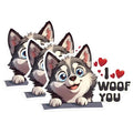 (3 Pack) Husky Decals - I Woof You - Laptop Decal, Dog Lover Decals - 3 Inches On Longest Side - Easy Peel & Apply - Made in USA - 3MCS1402