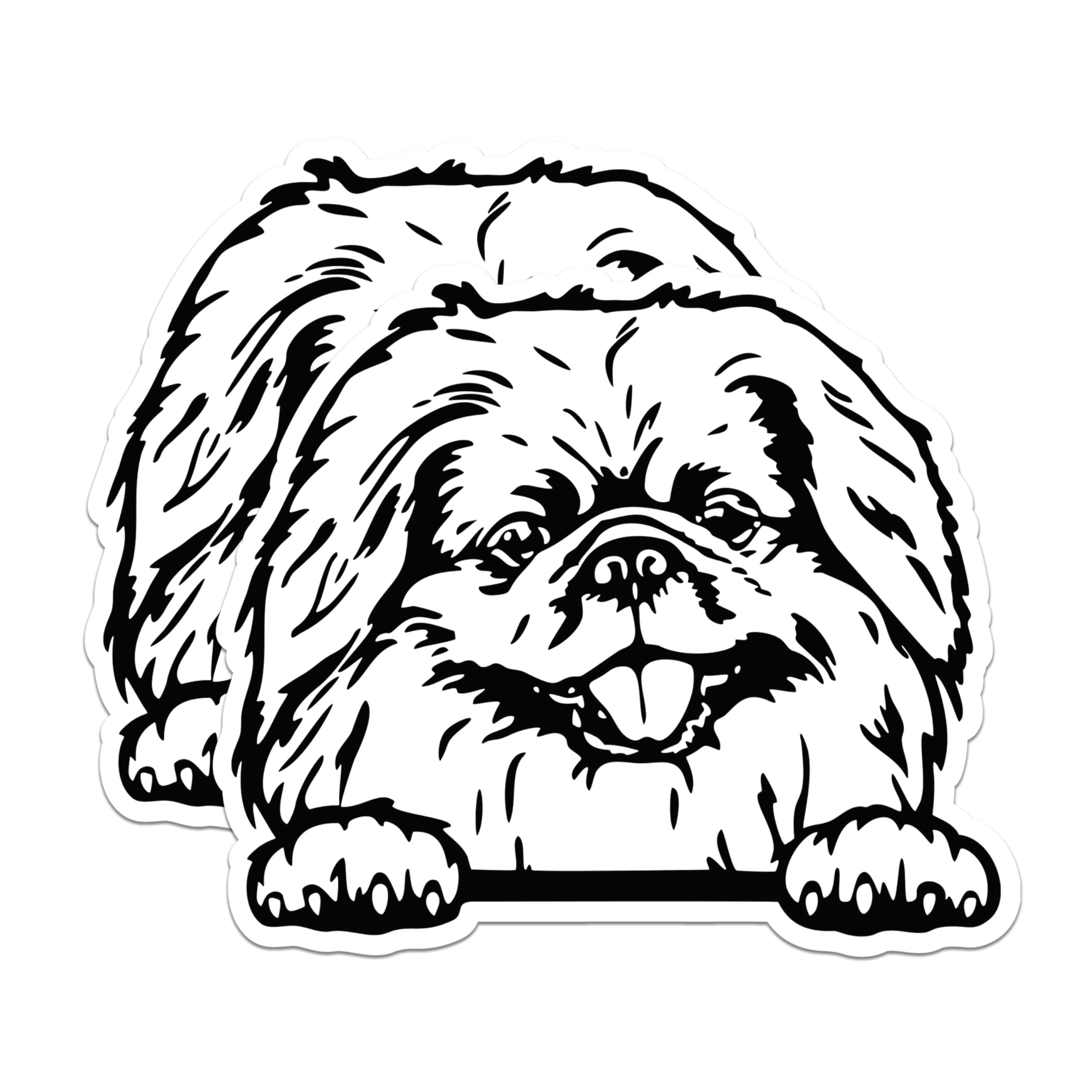 (2 Pack) Cute Pekingese Dog Stickers - Adorable Pet Stickers - Puppy Illustration Decal Stickers for Water Bottle - 5" On Longest Side - Sticks to Smooth Flat Surfaces - Made in USA - BMCS4047