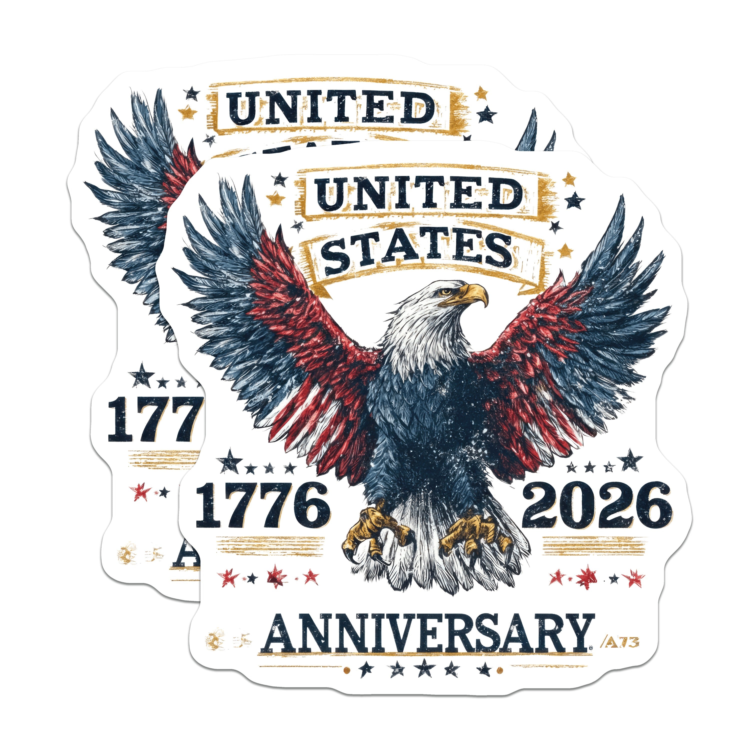 (2 Pack) 250th Anniversary Magnets - United States Patriotic Eagle - American Heritage Decor - 5 Inches On Longest Side - Thick Durable Magnet - Made in USA - MAG38956