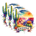 (3 Pack) Arizona Decals - Desert Landscape - Cactus Sunset- 3 Inches On Longest Side - Easy Peel & Apply - Made in USA - 3MCS5311