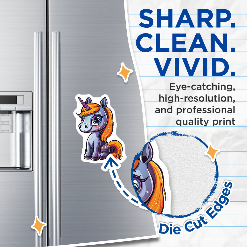 (2 Pack) Cute Unicorn Magnets - Magical Fantasy Creature - Kids Room Decor - Refrigerator School Locker Accents - 5 Inches On Longest Side - Thick Durable Magnet - Made in USA - MAG37722